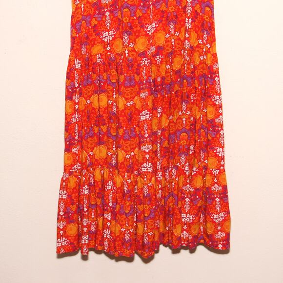 Abel the Label Floral Peasant Tiered Dress Size Small Front slit. - Picture 7 of 10